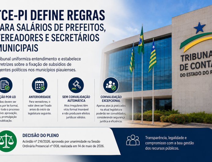 TCE-PI uniformiza entendimento sobre fixação de subsídios de agentes políticos municipais